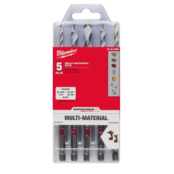 Milwaukee S/Wave Impact Duty Carbide Multi-Material Drill Bit Set - 5Pc