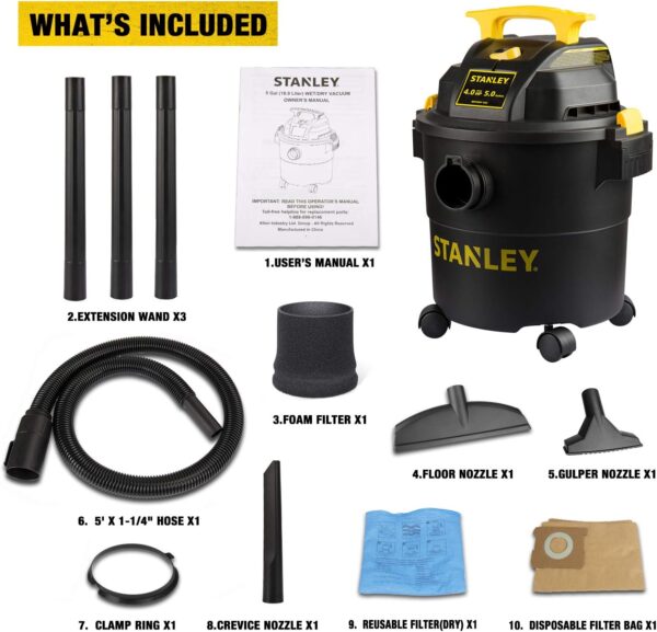 Stanley Portable Wet and Dry Vacuum Cleaner 4.0 Peak HP / 5 gal - Image 2