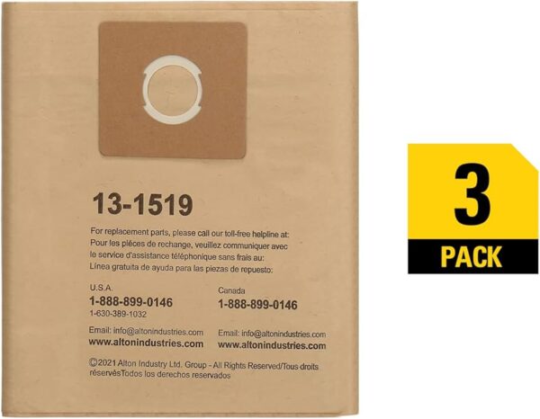 Stanley Disposable Filter Bag for SL18016 and SL18017 Wet/Dry Vacuums, 3 Pack